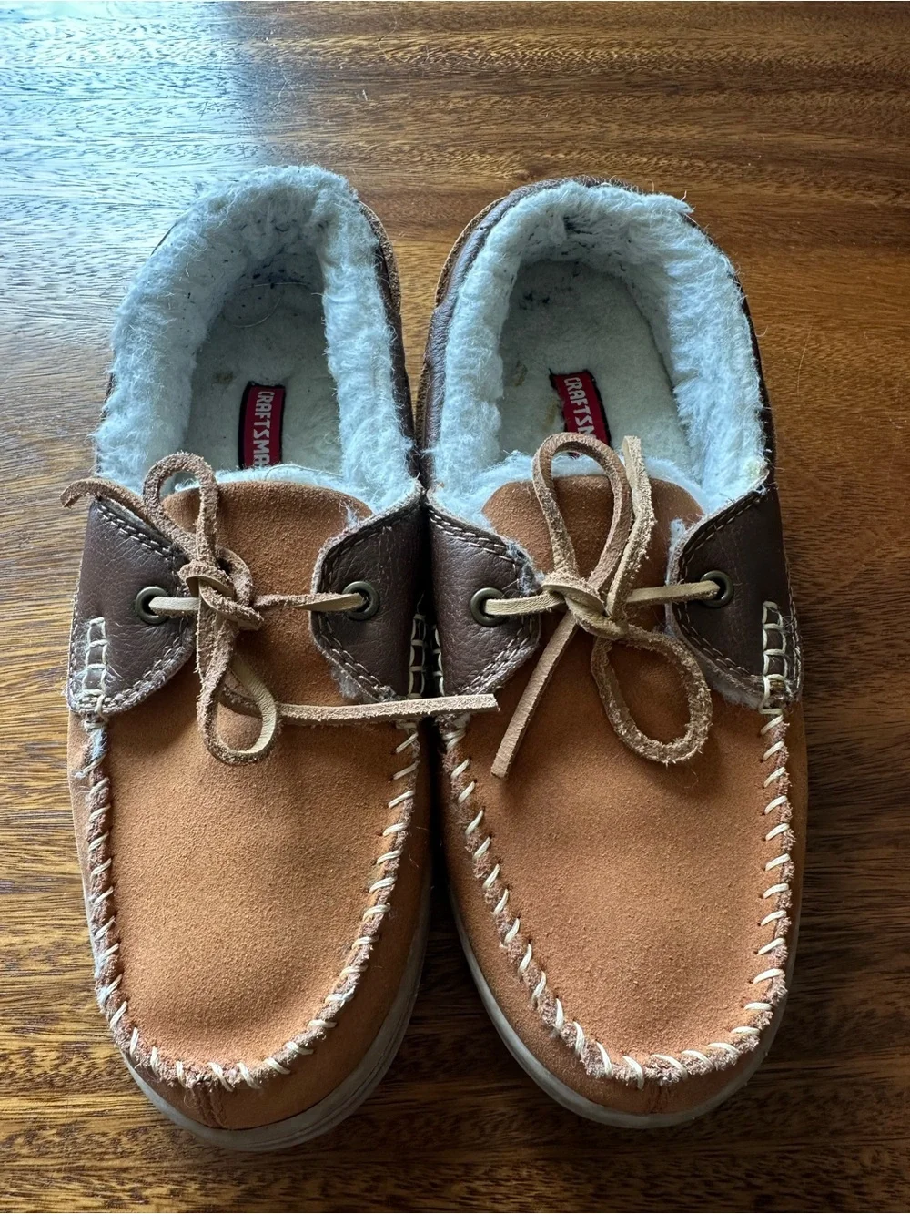 Craftsman Anthony Moccasin Slippers Warm Faux Fur Men’s Sz 8 Sears 2016